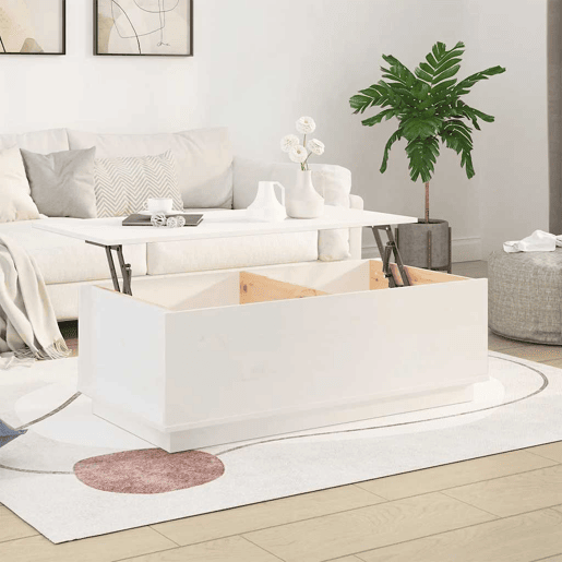 Mesa de Centro, Mesa baixa, 100x50x35 cm pinho maciço branco