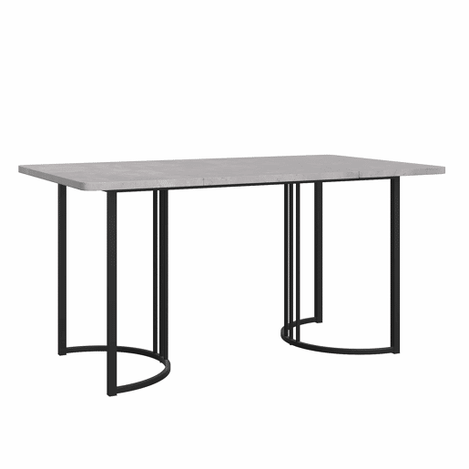 Mesa de jantar 140x80 cm com pés reguláveis - estrutura metálica - folheado de mármore - Cinzento e Preto