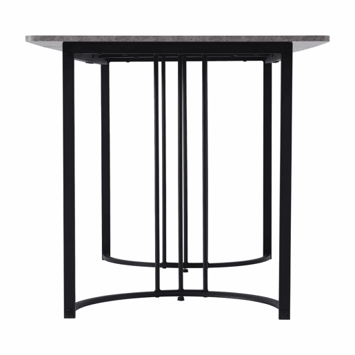 Mesa de jantar 140x80 cm com pés reguláveis - estrutura metálica - folheado de mármore - Cinzento e Preto