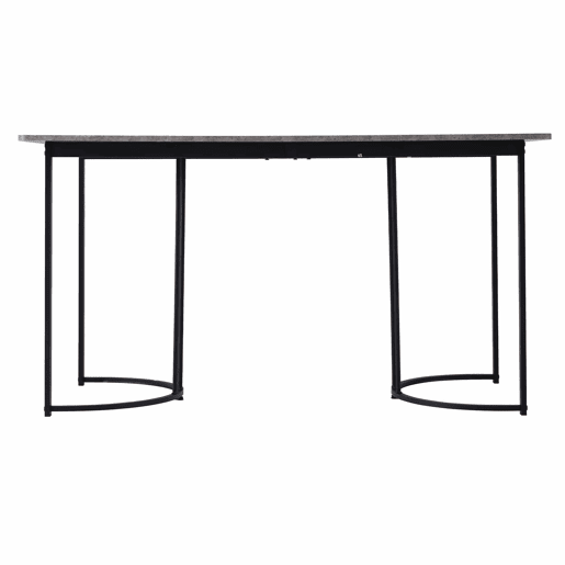 Mesa de jantar 140x80 cm com pés reguláveis - estrutura metálica - folheado de mármore - Cinzento e Preto