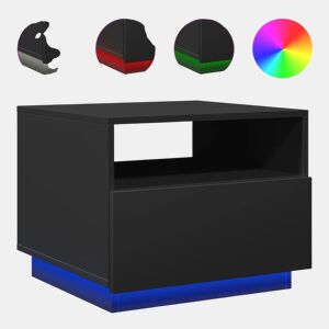 Mesa de Centro, Mesa baixa, com luzes LED 50x49x40 cm preto