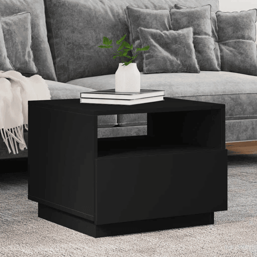 Mesa de Centro, Mesa baixa, com luzes LED 50x49x40 cm preto