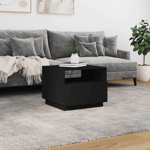 Mesa de Centro, Mesa baixa, com luzes LED 50x49x40 cm preto