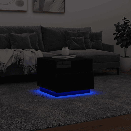 Mesa de Centro, Mesa baixa, com luzes LED 50x49x40 cm preto