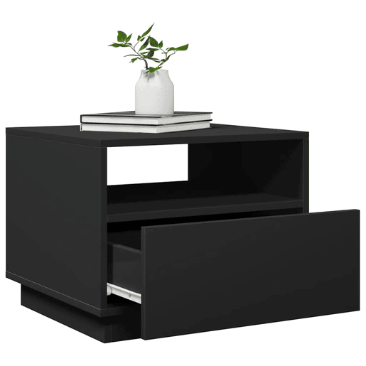 Mesa de Centro, Mesa baixa, com luzes LED 50x49x40 cm preto