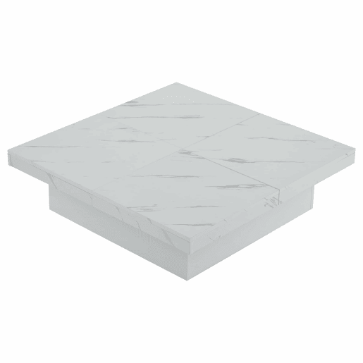 Mesa de centro quadrada com 4 gavetas - efeito mármore - Branco