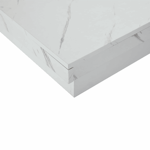 Mesa de centro quadrada com 4 gavetas - efeito mármore - Branco