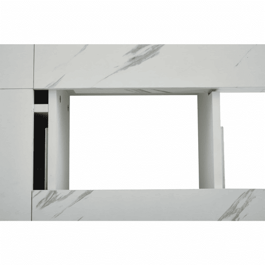 Mesa de centro quadrada com 4 gavetas - efeito mármore - Branco
