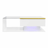 Mesa de centro 100 cm - Com vidro e efeito LED - Branco