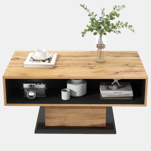 Mesa de centro com gaveta e nicho - estilo industrial - Natural