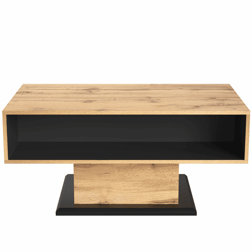 Mesa de centro com gaveta e nicho - estilo industrial - Natural