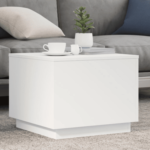 Mesa de Centro, Mesa baixa, com luzes LED 50x50x40 cm branco