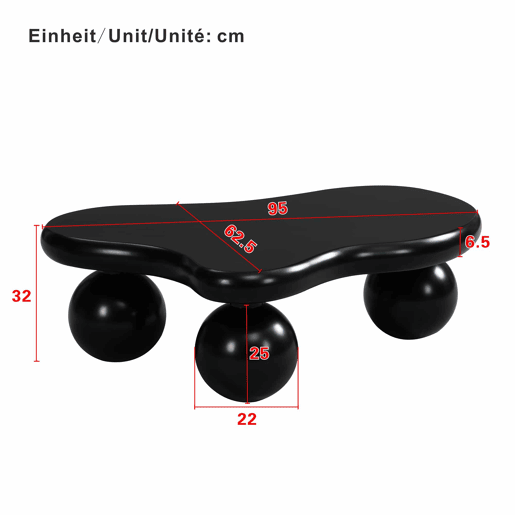 Mesa de centro em estilo nuvens - 16 cores disponíveis - Design em forma de nuvem, pernas redondas - Preto