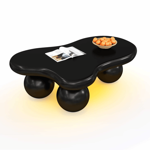 Mesa de centro em estilo nuvens - 16 cores disponíveis - Design em forma de nuvem, pernas redondas - Preto