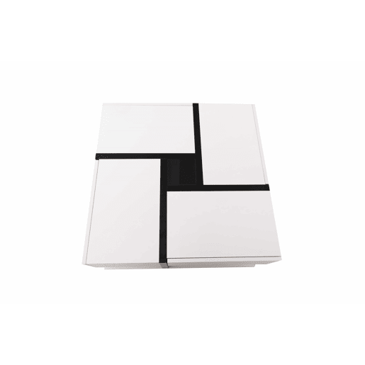 Mesa de centro Hochglanz 78x78x36cm - Com 4 gavetas, design linear e arrumação inferior - Cor única