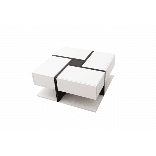 Mesa de centro Hochglanz 78x78x36cm - Com 4 gavetas, design linear e arrumação inferior - Cor única