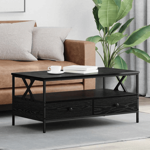 Mesa de Centro, Mesa baixa, with Drawer Carvalho preto 100 x 51 x 45 cm