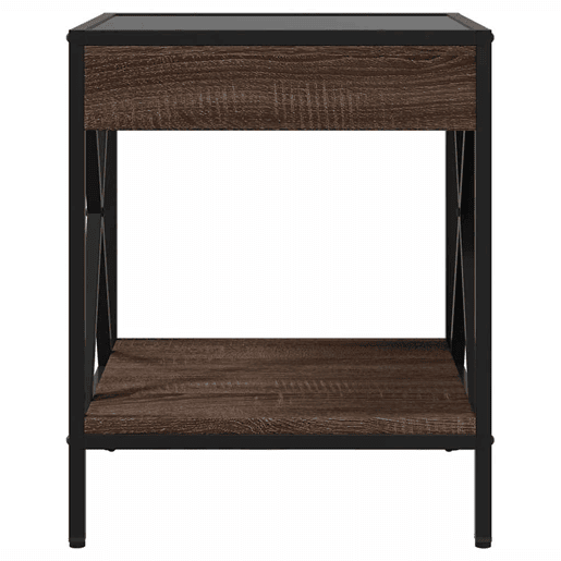Mesa de Centro, Mesa baixa, luzes LED Infinity 40x40x49 cm carvalho castanho