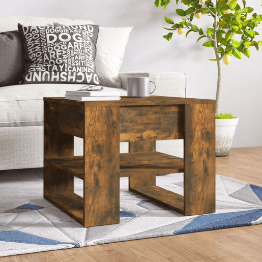 Mesa de Centro, Mesa baixa, 55,5x55x45 cm madeira processada carvalho fumado