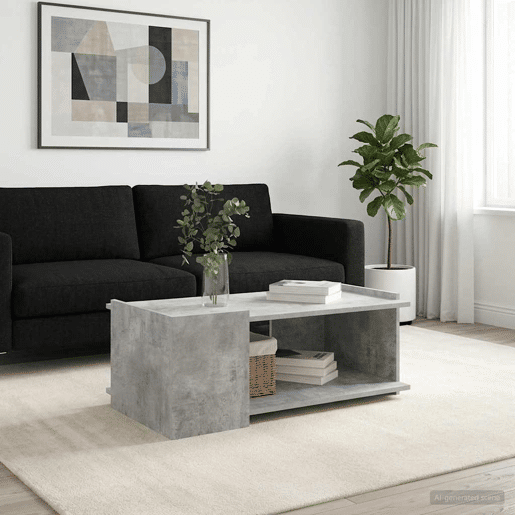 Mesa de Centro, Mesa baixa, Cinzento Cimento 90 x 50 x 33 cm