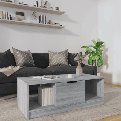 Mesa de Centro, Mesa baixa, 102x50x36cm derivados de madeira cinzento sonoma