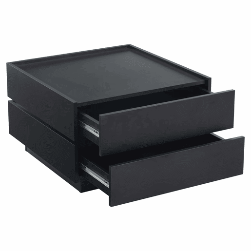 Mesa de café giratória 60x60x38 cm - 360° giratória, 2 prateleiras e arrumação - Preto Mesa de café giratória 60x60x38 cm - 360° giratória, 2 prateleiras e arrumação - Preto