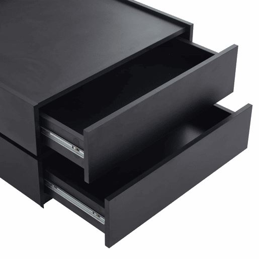 Mesa de café giratória 60x60x38 cm - 360° giratória, 2 prateleiras e arrumação - Preto Mesa de café giratória 60x60x38 cm - 360° giratória, 2 prateleiras e arrumação - Preto