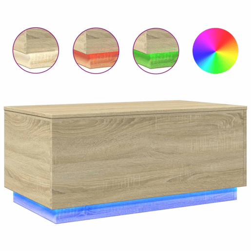Mesa de Centro, Mesa baixa, com luzes LED 90x50x40 cm carvalho sonoma