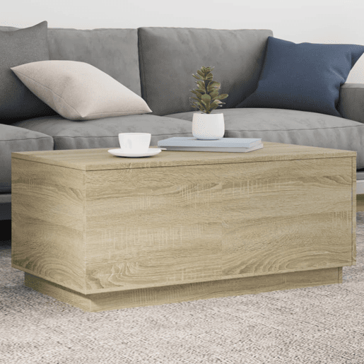 Mesa de Centro, Mesa baixa, com luzes LED 90x50x40 cm carvalho sonoma