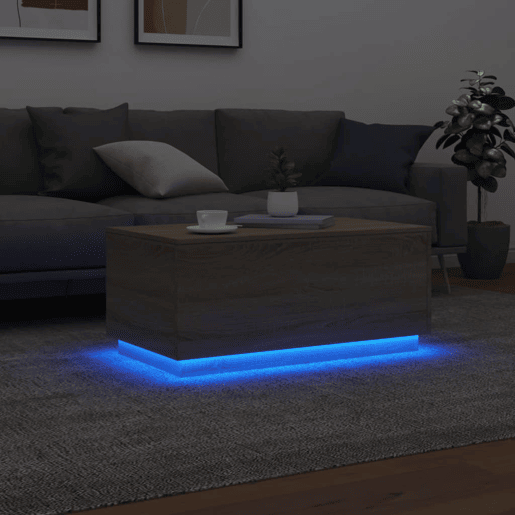 Mesa de Centro, Mesa baixa, com luzes LED 90x50x40 cm carvalho sonoma