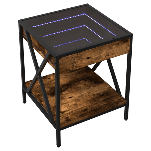 Mesa de Centro, Mesa baixa, luzes LED Infinity 40x40x49 cm carvalho fumado