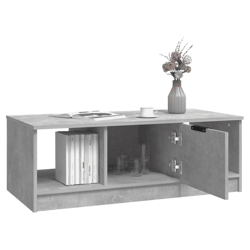 Mesa de Centro, Mesa baixa, 102x50x36 madeira processada cinza cimento