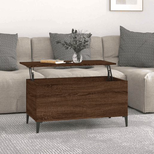Mesa de Centro, Mesa baixa, 90x44,5x45 cm derivados madeira carvalho castanho