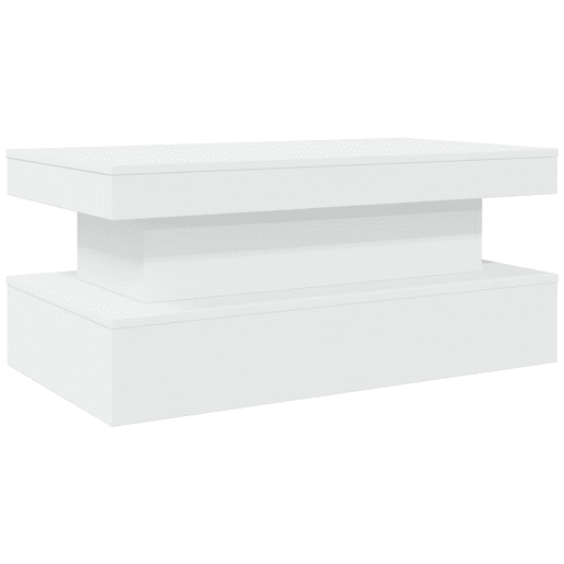 Mesa de Centro, Mesa baixa, com luzes LED 90x50x40 cm branco
