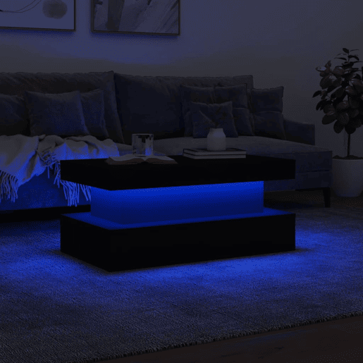 Mesa de Centro, Mesa baixa, com luzes LED 90x50x40 cm branco