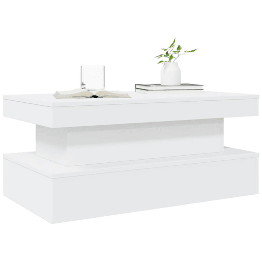 Mesa de Centro, Mesa baixa, com luzes LED 90x50x40 cm branco