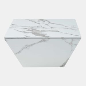 Mesa de centro moderna - com 2 gavetas - folheado a mármore - Branco
