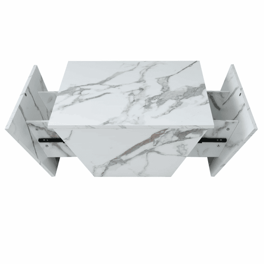 Mesa de centro moderna - com 2 gavetas - folheado a mármore - Branco