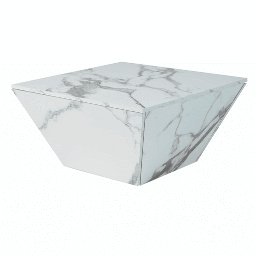 Mesa de centro moderna - com 2 gavetas - folheado a mármore - Branco