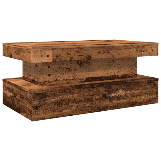 Mesa de Centro, Mesa baixa, com luzes LED 90x50x40 cm madeira velha