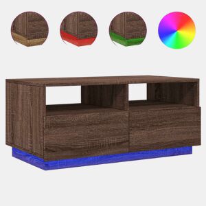 Mesa de Centro, Mesa baixa, com luzes LED 90x49x40 cm carvalho castanho