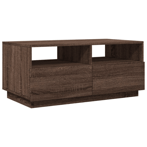 Mesa de Centro, Mesa baixa, com luzes LED 90x49x40 cm carvalho castanho