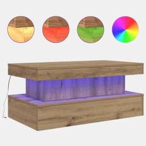 Mesa de Centro, Mesa baixa, com luzes LED 90x50x40 cm carvalho artisiano