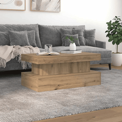 Mesa de Centro, Mesa baixa, com luzes LED 90x50x40 cm carvalho artisiano