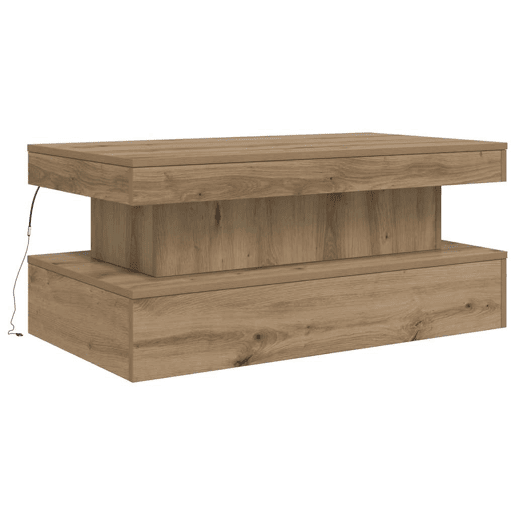 Mesa de Centro, Mesa baixa, com luzes LED 90x50x40 cm carvalho artisiano