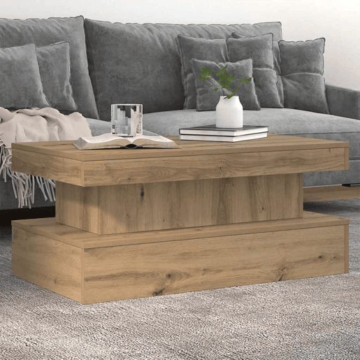 Mesa de Centro, Mesa baixa, com luzes LED 90x50x40 cm carvalho artisiano