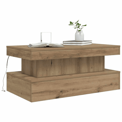 Mesa de Centro, Mesa baixa, com luzes LED 90x50x40 cm carvalho artisiano