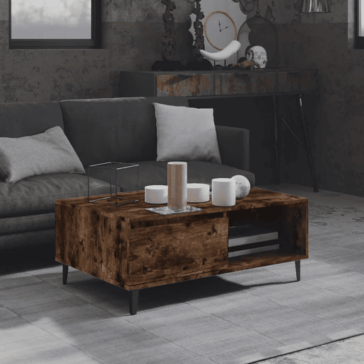 Mesa de Centro, Mesa baixa, 90x60x35 cm derivados de madeira carvalho fumado