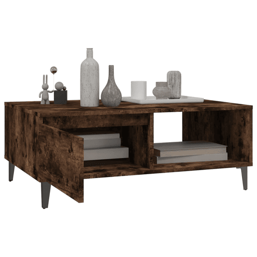Mesa de Centro, Mesa baixa, 90x60x35 cm derivados de madeira carvalho fumado