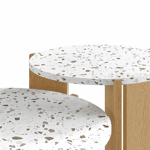 Mesa de centro modular de 2 peças - Mesa auxiliar para sala e varanda, conjunto de mesas - cor Natural